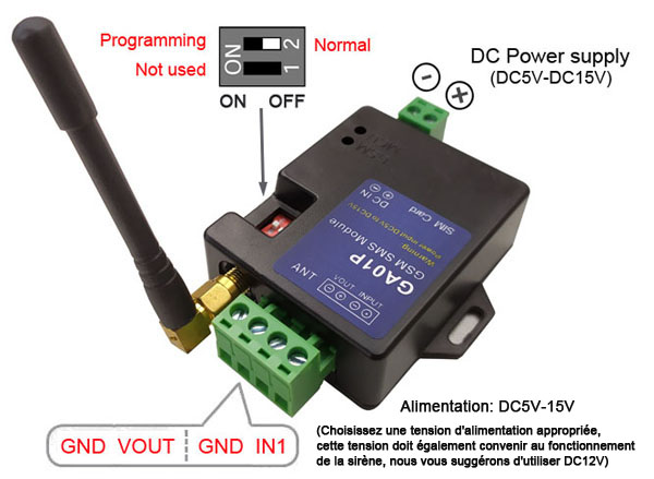 Boîte d'alarme SMS intelligente 4G/3G/GSM GA01P, système d'alerte de panne  d'alimentation, sortie de sirène audio.